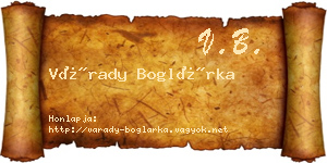 Várady Boglárka névjegykártya