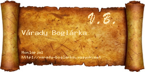 Várady Boglárka névjegykártya